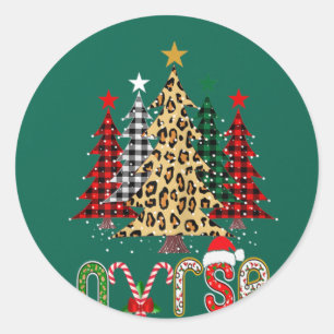 Pegatina Redonda Enfermero Árbol de Navidad Stethoscope RN LPN Enfe