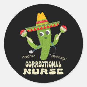 Pegatina Redonda Enfermero Correccional Nacho Enfermero Promedio Ci