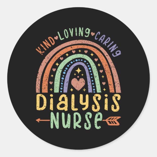 Pegatina Redonda Enfermero de diálisis (Anverso)