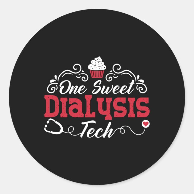 Pegatina Redonda Enfermero de diálisis 1 Dulce diálisis Técnico Téc (Anverso)
