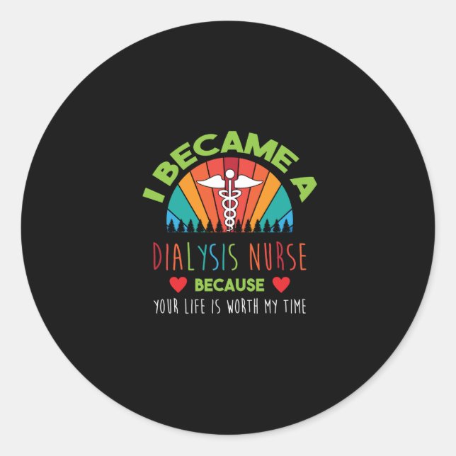 Pegatina Redonda Enfermero de enfermería de Nefrología cita diálisi (Anverso)
