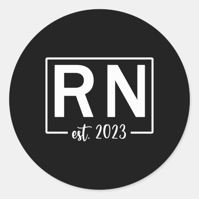 Pegatina Redonda Enfermero De Enfermería Registrado De Rn Est 2023 (Anverso)