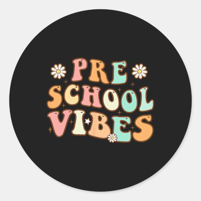 Pegatina Redonda Enfermero De Enfermería Retro De Vibes De Preescol (Anverso)