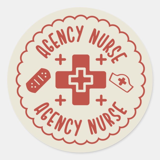 Pegatina Redonda Enfermero de la Agencia (Anverso)