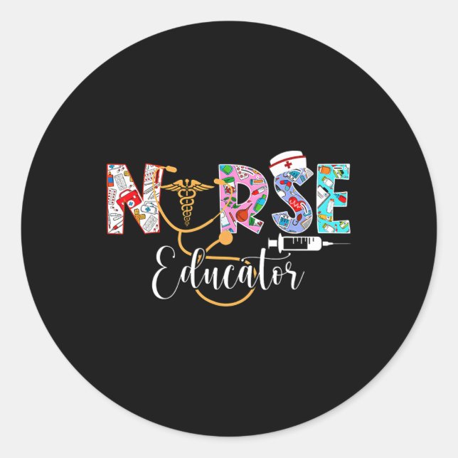 Pegatina Redonda Enfermero Educador Enfermería Instructor de Escuel (Anverso)