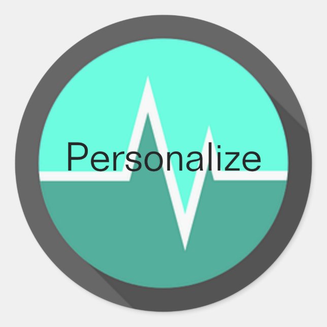 Pegatina Redonda Enfermero médico de línea EKG cirujano de derivaci (Anverso)