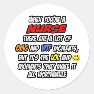 Pegatina Redonda Enfermero. OMG WTF LOL