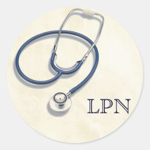 Pegatina Redonda Enfermero práctico con licencia de LPN