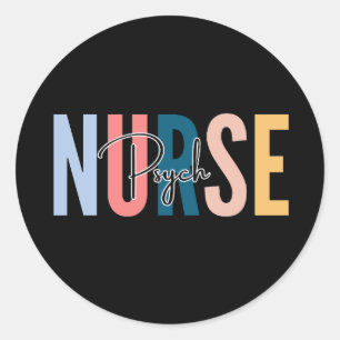 Pegatina Redonda Enfermero Psych