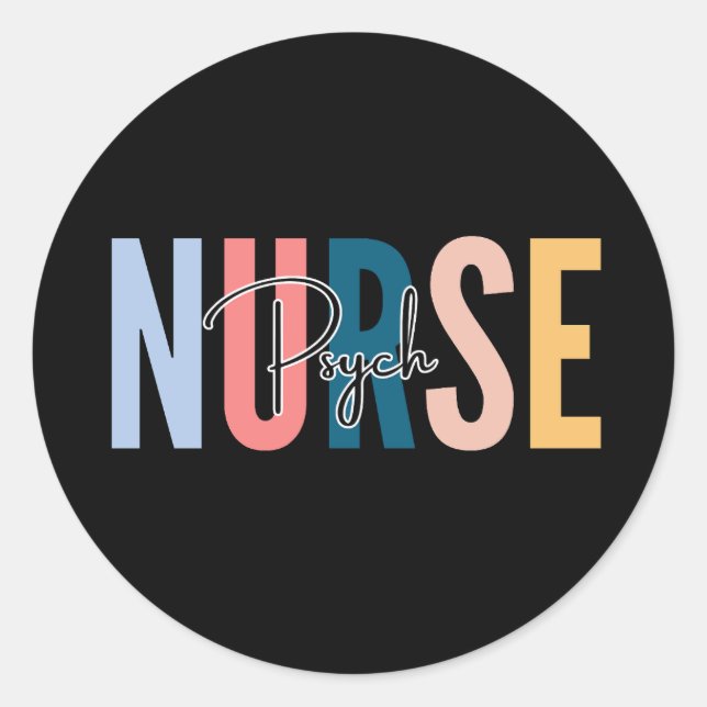 Pegatina Redonda Enfermero Psych (Anverso)