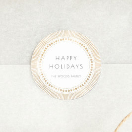 Pegatina Redonda Enfoque de armazón dorado arte deco Felices Fiesta