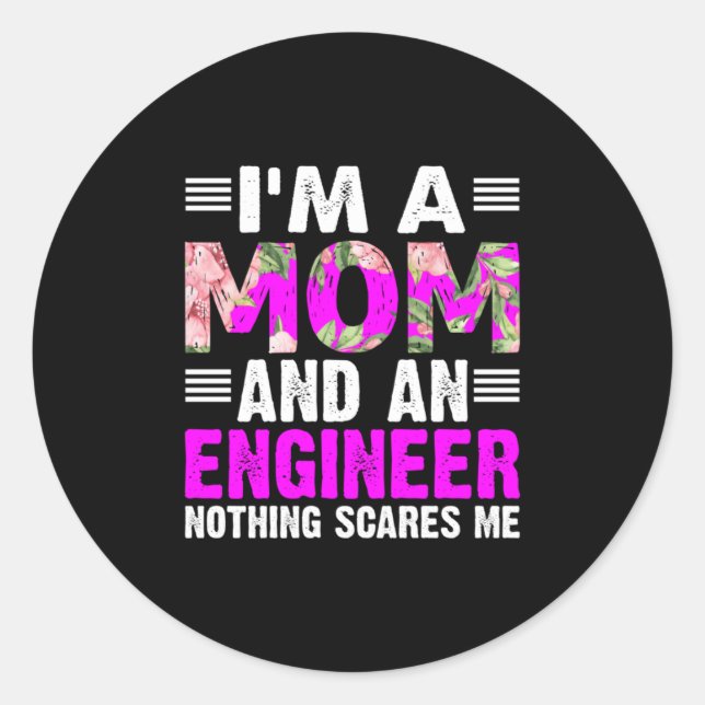 Pegatina Redonda Engineer Art A Mom And An Engineer (Anverso)