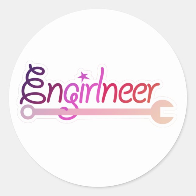 Pegatina Redonda Engirlneers Skicker (Anverso)