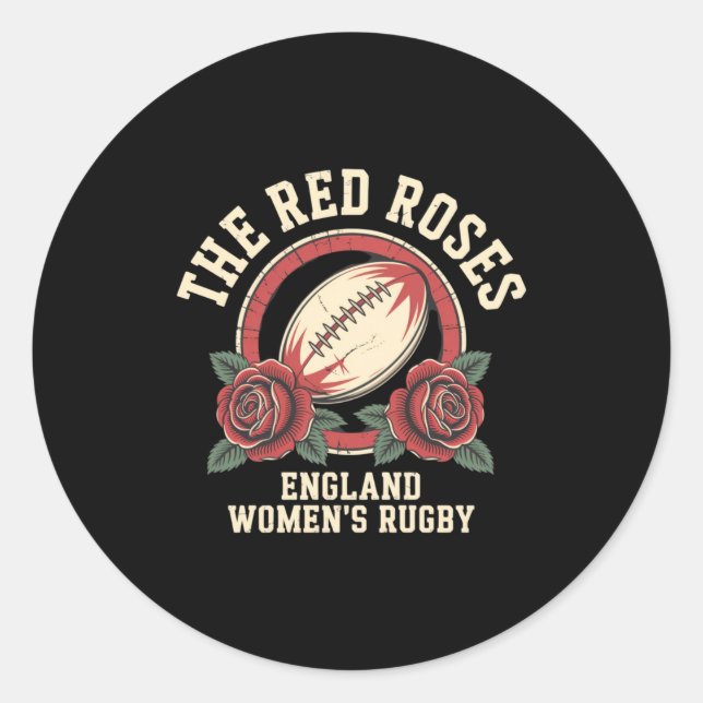 Pegatina Redonda England Rugby English Flag Rugby England Women The (Anverso)