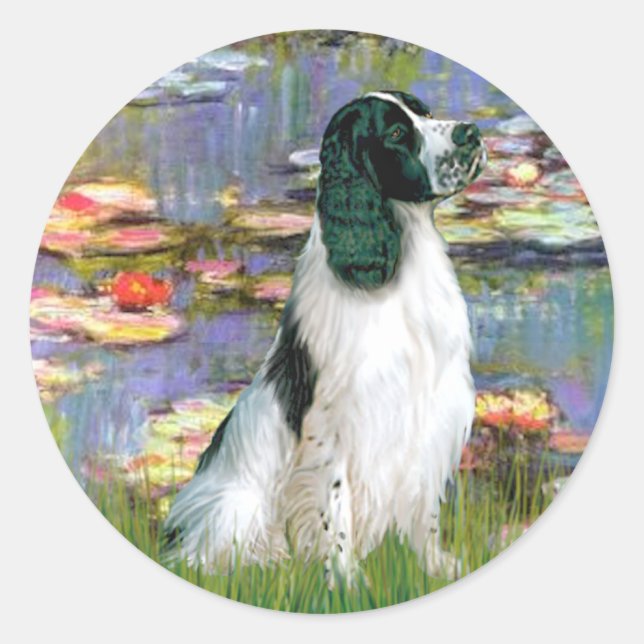 Pegatina Redonda English Springer 7 - Lirios 2 (Anverso)