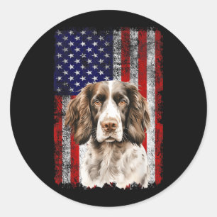 Pegatina Redonda English Springer Spaniel Amante de Perros Bandera 