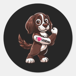 Pegatina Redonda English Springer Spaniel I Love Grandma Funny Dog
