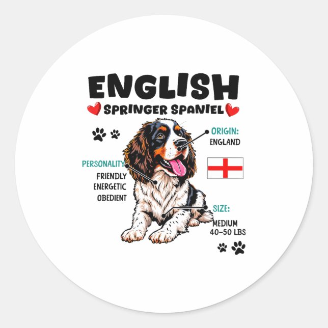 Pegatina Redonda English Springer Spaniel Owner Funny Dog Lover  (Anverso)