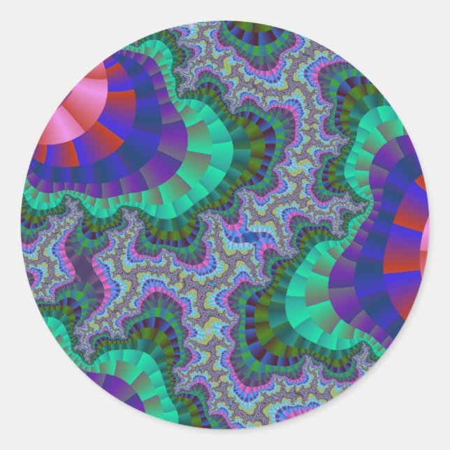 Pegatina Redonda Engranaje verde y azul (Anverso)