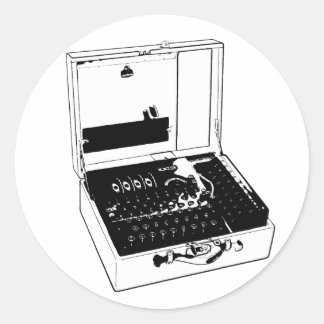 Pegatina Redonda Enigma Machine Criptography World War II