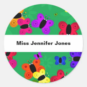 Pegatina Redonda Enjambre de mariposa