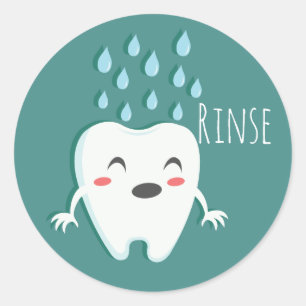 Pegatina Redonda Enjuagar Dentista (hoja de 20) Stickers