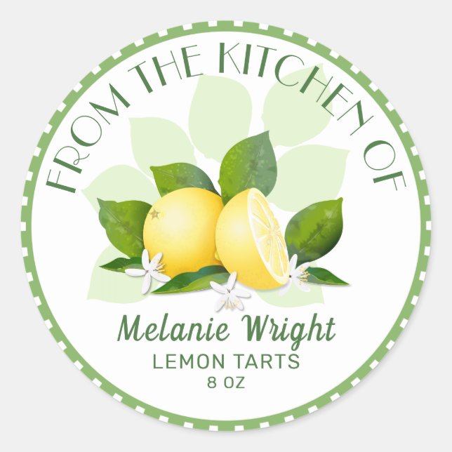 Pegatina Redonda Enlatado de Frutas Cítricas Limones (Anverso)