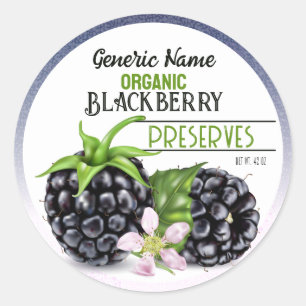 Pegatina Redonda Enlatado de Frutas de Zarzamora