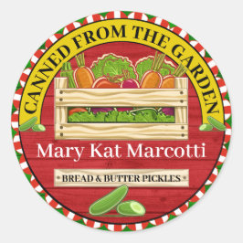 Pegatina Redonda Enlatado desde la granja del jardín
