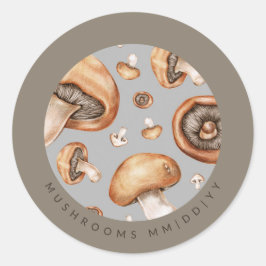 Pegatina Redonda Enlatado | Fecha | Champiñones