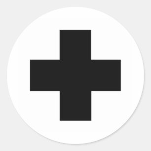 Pegatina Redonda Ennegrezca la cruz de los primeros auxilios