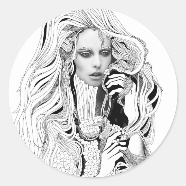 Pegatina Redonda Enredo de Quantum (Anverso)