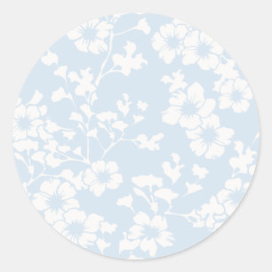 Pegatina Redonda Enrejado Floral - Azul Polvo