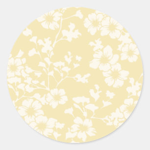 Pegatina Redonda Enrejado Floral - Crema de Mantequilla
