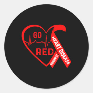 Pegatina Redonda Enrojo - Febrero, mes de la salud cardíaca estadou