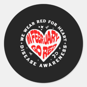 Pegatina Redonda Enrojo - Febrero, mes de la salud cardíaca estadou