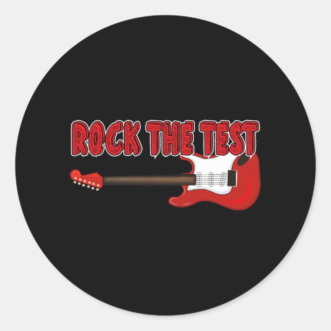 Pegatina Redonda Ensayo del día de prueba del profesor de guitarra  (Anverso)