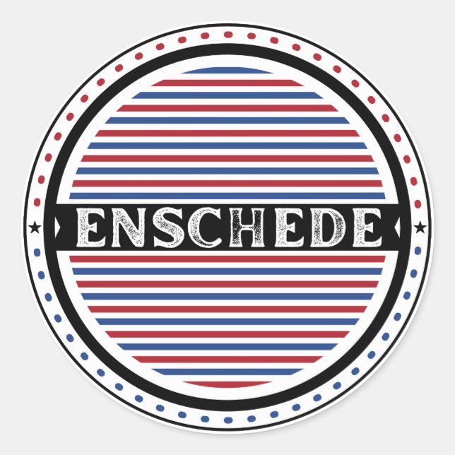 Pegatina Redonda Enschede City Pride Emblem – Dutch Identity (Anverso)