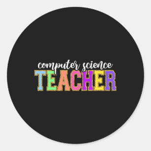 Pegatina Redonda Enseñando al profesor de ciencias de la computació