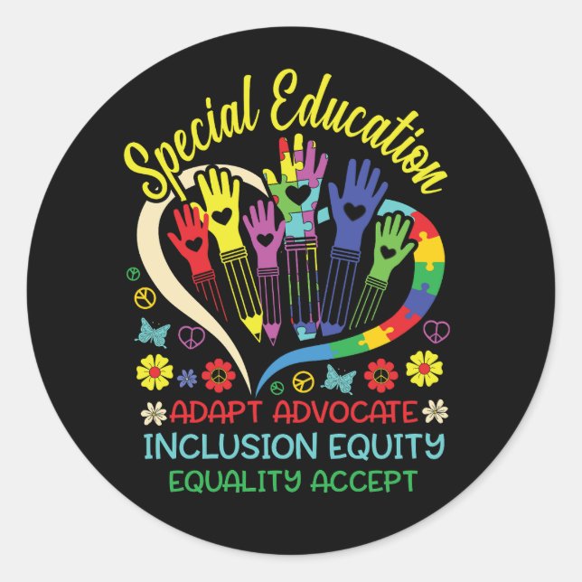 Pegatina Redonda Enseñanza de Educación Especial Enseñanza Inspirad (Anverso)