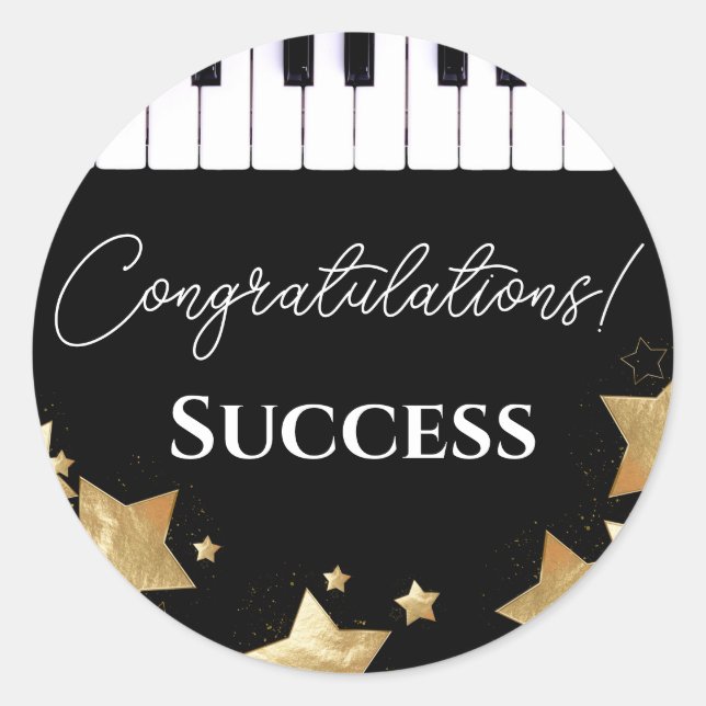 Pegatina Redonda Enseñanza de Exámenes de piano (Anverso)