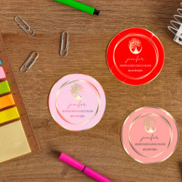 Pegatina Redonda Enseñanza de yoga Therapist Coup Gold Peach