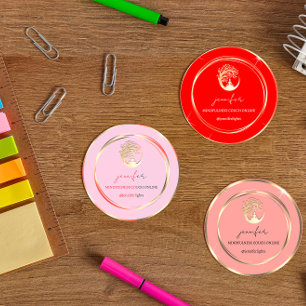 Pegatina Redonda Enseñanza de yoga Therapist Coup Gold Peach