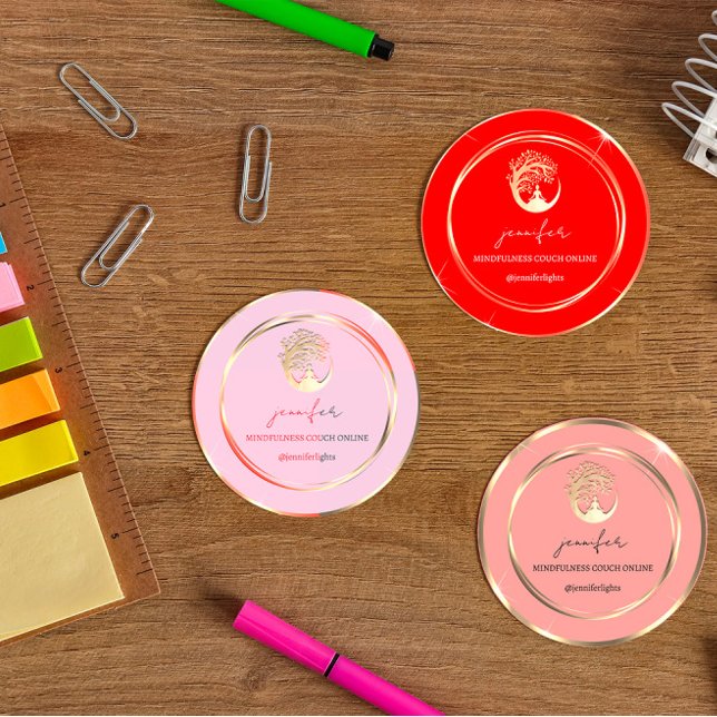 Pegatina Redonda Enseñanza de yoga Therapist Coup Gold Peach (Subido por el creador)