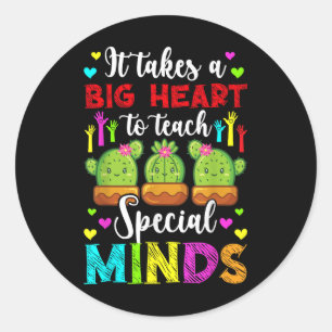 Pegatina Redonda Enseñar mentes especiales Autismo Autismo Maestra 
