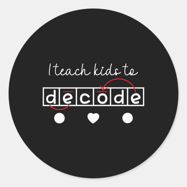 Pegatina Redonda Enseño A Descodificar La Ciencia De La Lectura (Anverso)