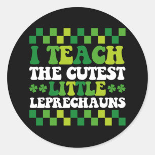 Pegatina Redonda Enseño A La Maestra Más Cuidadosa De Leprechauns