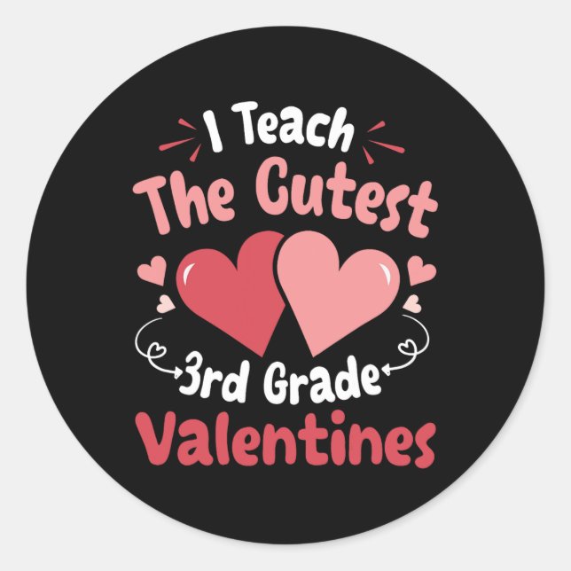 Pegatina Redonda Enseño A La Maestra Más Cuidadosa De Tercer Grado (Anverso)