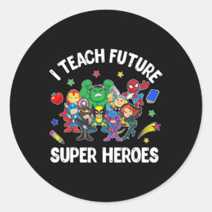 Pegatina Redonda Enseño a los futuros superhéroes Tee Gift