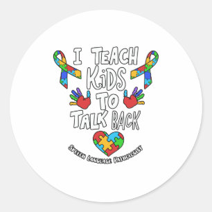 Pegatina Redonda Enseño A Los Niños A Hablar De La Terapia Del Le